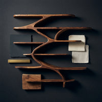 Solid Wood Wall Mounted Shelf Sculptural Natural Modern Home, view 4