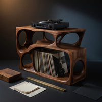 Solid Wood Record Player Stand Scandinavian Cabinet Living Room Space, view 4