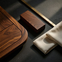 Hand-Shaped Waterfall Corners on a Walnut Media Console, view 4