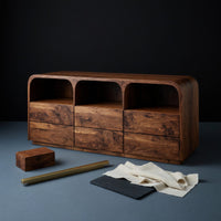 Solid Wood Sideboard With Curved Corners Living Room, view 4