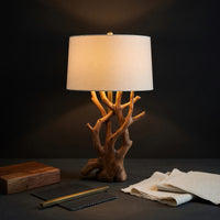 Rustic Sculptural Wood Wall Light For Bedroom Interior, view 4