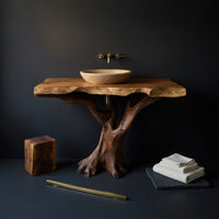 Solid Wood Live Edge Vanity Handcrafted Solid Bathroom Natural Spa Bath, view 4