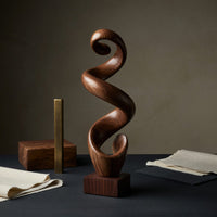 Solid Wood Sculpture Wall Art Rustic Large Twisted Spiral Floor Office, view 4