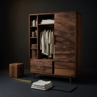 Solid Wood Wardrobe With Drawers Shelf Bedroom, view 4