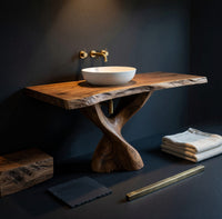 Solid Wood Bathroom Vanity With Twisted Base Spa Bath, view 4