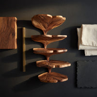 Solid Wood Corner Shelf Mid Century Leaf Shape Kitchen Wall Organizer, view 4