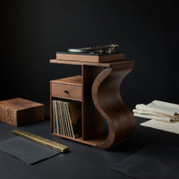 Solid Wood Record Player Stand Wave Vinyl Cabinet Boho Retreat, view 4