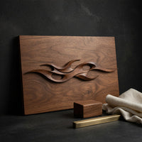Lowtide Wave Wall Sculpture in Backlit Walnut Grain, view 4 — view 4