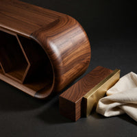 Honeycomb Walnut Media Console for Record Collections, view 4