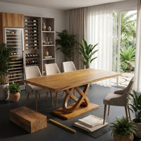 Light Wood Gathering Table For Tropical Dining Room, view 4