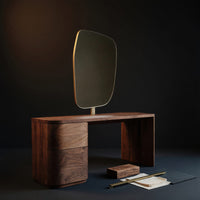 Solid Wood Dressing Table Sculptural Vanity With Drawer Storage Bedroom, view 4