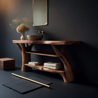 Solid Wood Live Edge Vanity Solid Bathroom Luxury Spa Bathroom, view 4