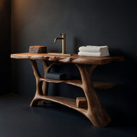 Solid Wood Live Edge Vanity Farmhouse Bathroom Solid Rustic Bathroom, view 4