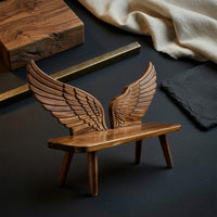 Solid Wood Outdoor Garden Bench With Wing Backrest Exterior Seating, view 4
