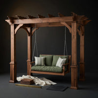 Solid Wood Porch Swing Rustic Pergola Bench Outdoor Garden Lounge, view 4