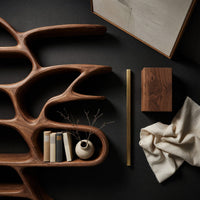 Hand-Carved Looping Bookshelf in Solid Walnut, view 4