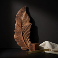 Hand-Carved Feather Relief, Barb by Barb in Solid Wood, view 4 — view 4