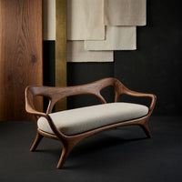 Solid Wood Sofa Statement With Curved Backrest Living, view 4