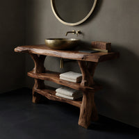 Solid Wood Live Edge Vanity Handmade Sink Family Bathroom, view 4