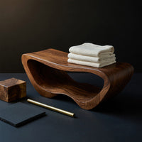 Solid Wood Teak Shower Bench Minimalist Organic Bathroom Spa, view 4