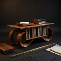 Solid Wood Record Player Stand Sculptural Loop Console Creative Studio, view 4