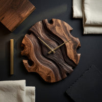 Solid Wood Clock Elegant Sculptural Wall Living Room, view 4