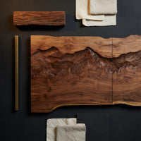 Solid Wood Headboard Rustic Mountain Relief Luxury Bedroom, view 4