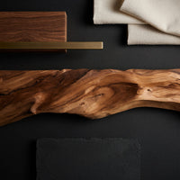 Solid Wood Floating Fireplace Mantel Rustic Sculptural Live Edge Holiday, view 4