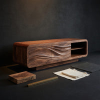 Solid Wood Sideboard Sculpted Living Room, view 4