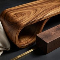 Media Console Cut From a Single Run of Monkeypod, view 4