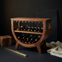 Solid Wood Bar Cabinet Wine With Built Glass Rack Kitchen, view 4