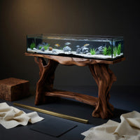 Solid Wood Aquarium Stand Elegant Coffee Table With Built, view 4