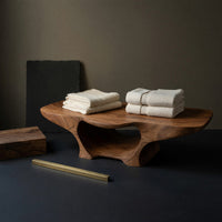 Solid Wood Teak Shower Bench With Curves Storage Space Bathroom, view 4