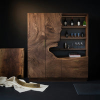 Solid Wood Bar Cabinet With Wine Storage Dining Room, view 4