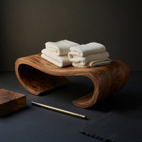 Solid Wood Teak Shower Bench Curved Spa Bathroom, view 4