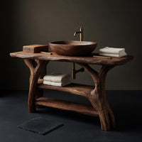 Solid Wood Live Edge Vanity Minimalist Small Bathroom, view 4