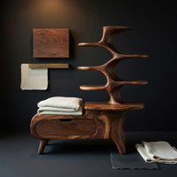 Solid Wood Shoe Storage Bench Japandi Rack Shelf Hallway Closet Section, view 4