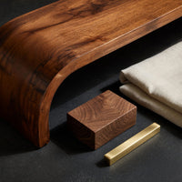 The Wall Lets Go: A Floating Walnut TV Console, view 4