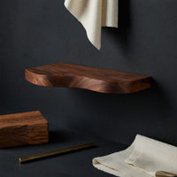 Solid Wood Natural Wood Floating Shelves Mid Century Handcrafted Live Edge, II, view 4