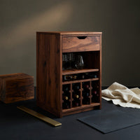 Solid Wood Bar Cabinet Wine With Bottle Shelves Drawer Kitchen, view 4
