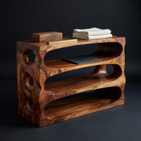Solid Wood Shoe Storage Bench Minimalist Condo Entryway Placement, view 4