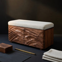 Solid Wood Entryway Storage Bench Minimal Bedroom Foot Area, view 4