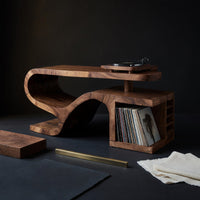 Solid Wood Record Player Stand Minimalist Organic Modern Loft, view 4