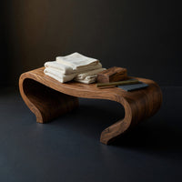 Solid Wood Teak Shower Bench Curved Sculptural Bathroom, view 4