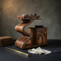 Solid Wood Record Player Stand Sculptural Turntable Audio Lounge, view 4