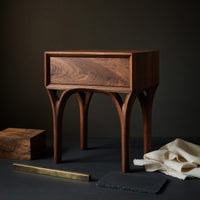 Solid Wood Nightstand Arch Leg With Drawer Bedroom, view 4