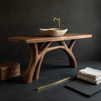 Solid Wood Live Edge Vanity Mid Century Handmade Sink Spa Bathroom, view 4