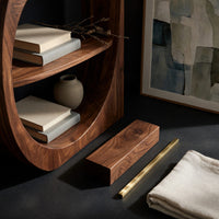 Four-Tier Bookshelf with a Carved Circular Base, view 4