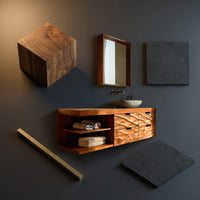 Solid Wood Bathroom Vanity Luxury Modern Japandi, view 4
