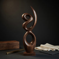Solid Wood Sculpture Wall Art Handcrafted Abstract Living Room, view 4
